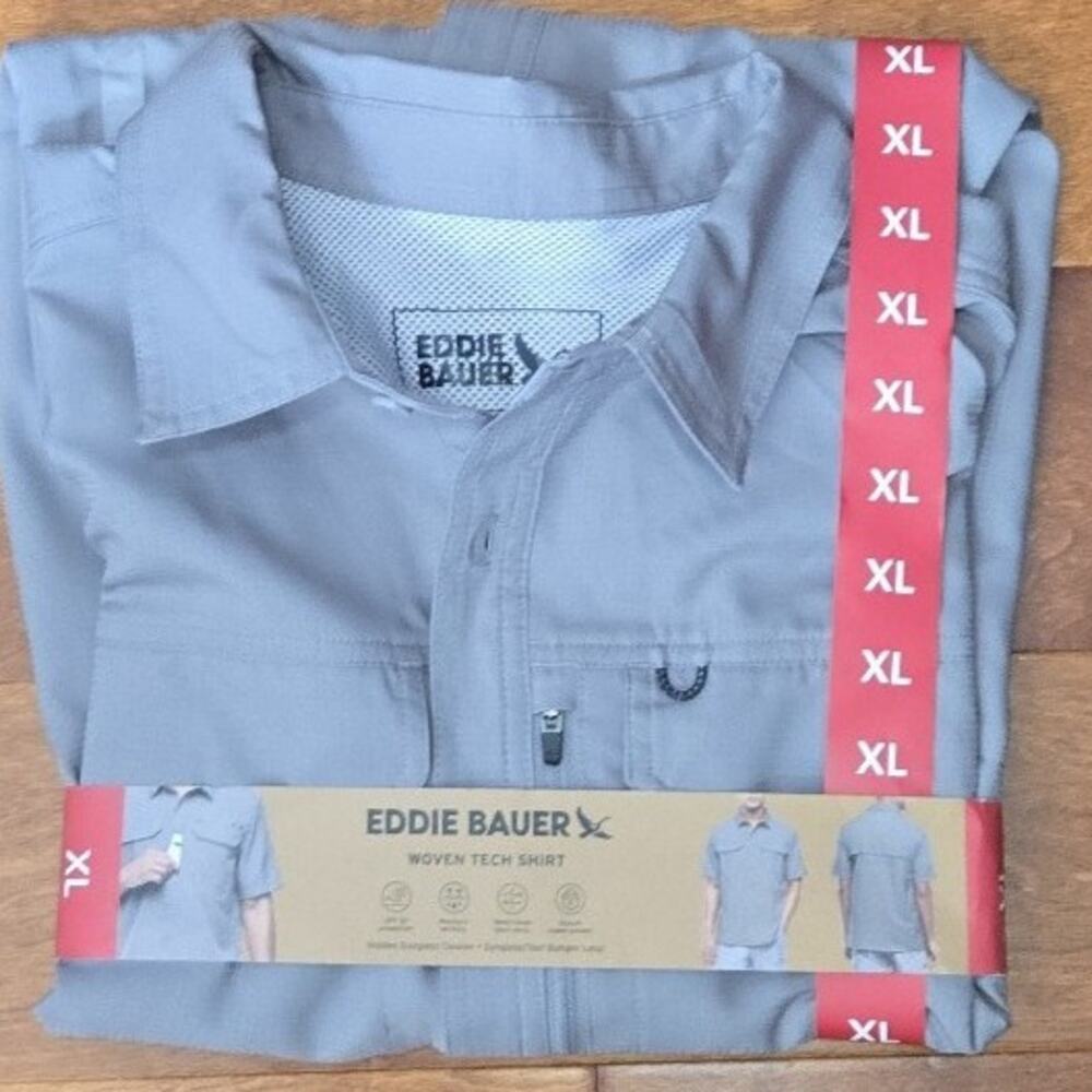 Eddie Bauer Woven Tech Shirt Men's XL Gray NWT